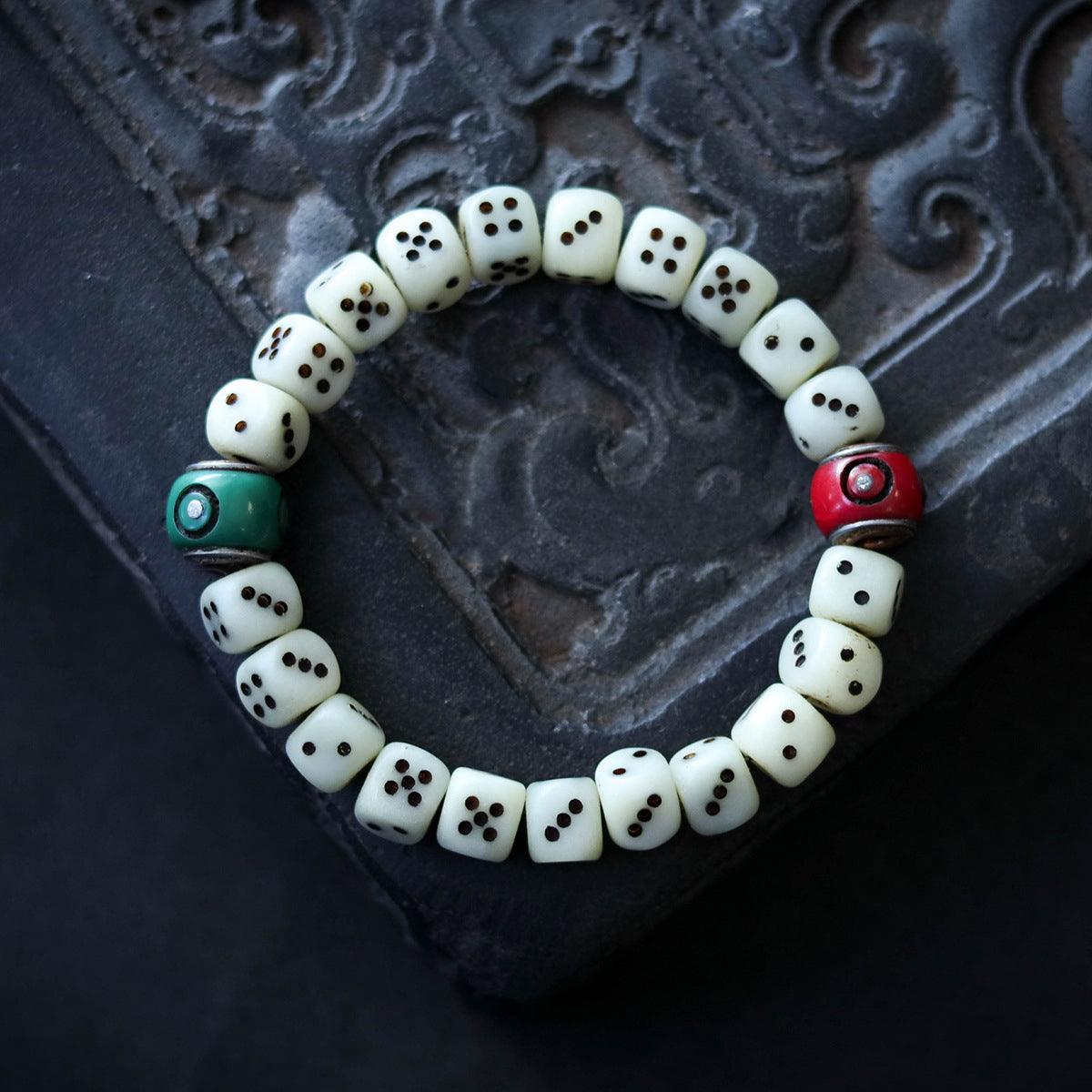 Tibetan-style Buddhist Cow Bone Dice Wealth Bracelet