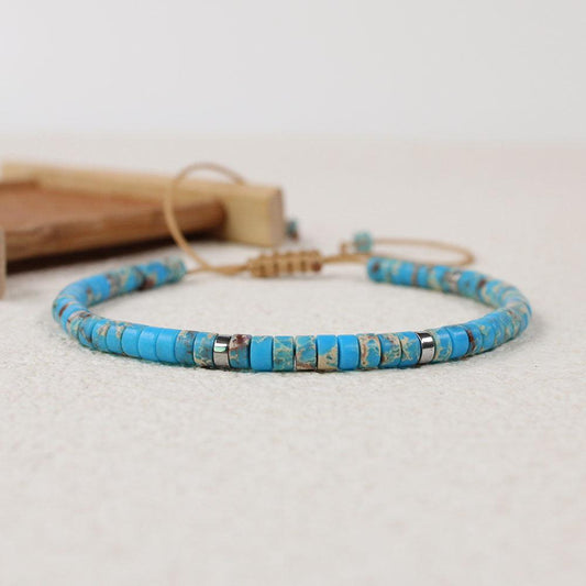 Aquamarine Natural Stone Adjustable Bracelet March Birthstone