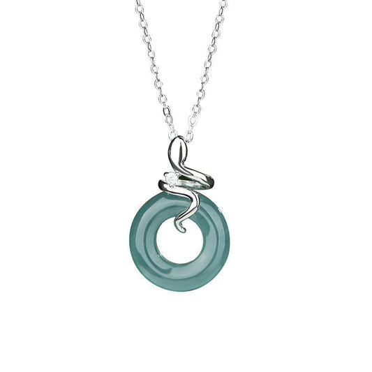 S925 Sterling Silver Snake Peace Coin Necklace