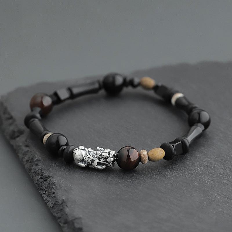 Bracelet Pixiu en obsidienne 925