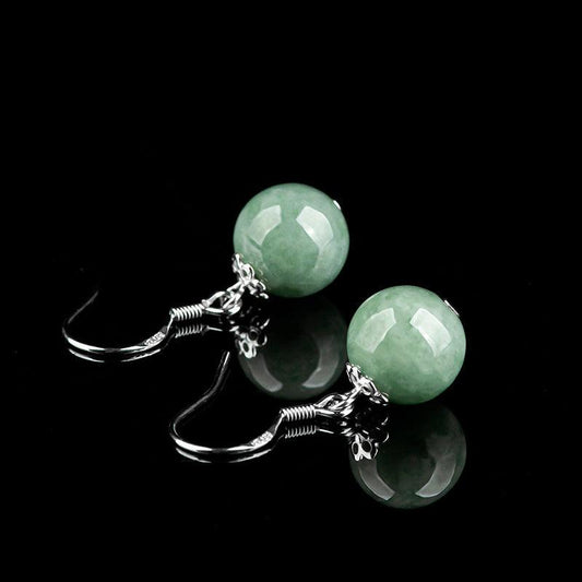 Natural Jade Bracelet with 925 Silver Earrings