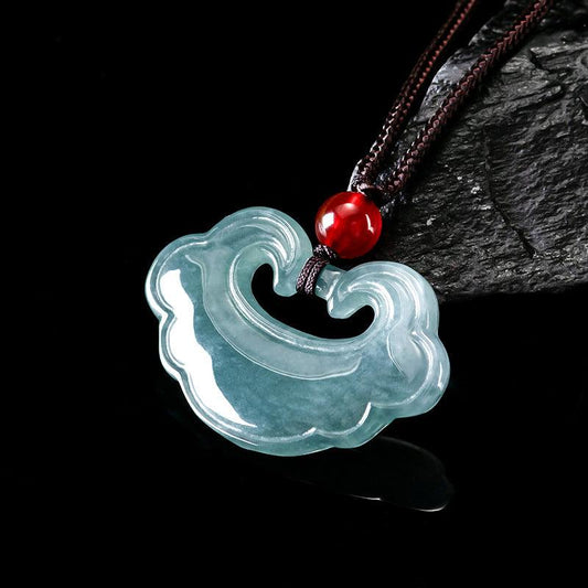 Auspicious Ruyi Jadeite and Red Agate Necklace