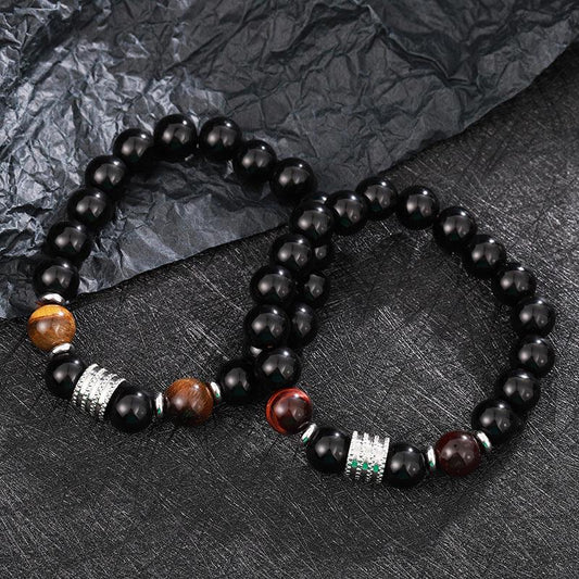 Tiger Eye and Obsidian Bracelet