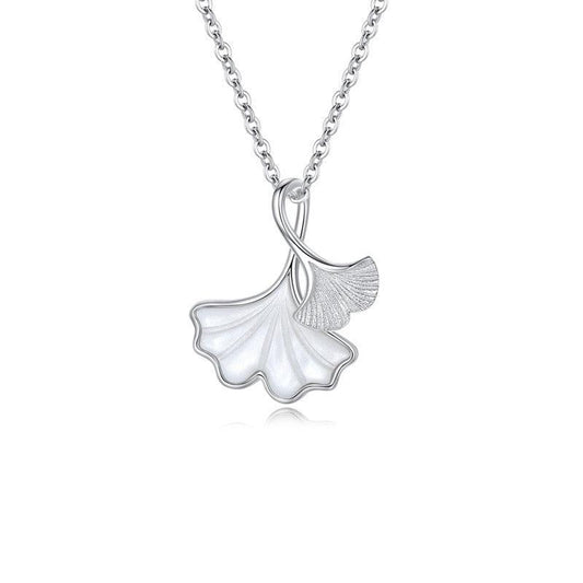 Collier en argent sterling S999 avec feuille de ginkgo