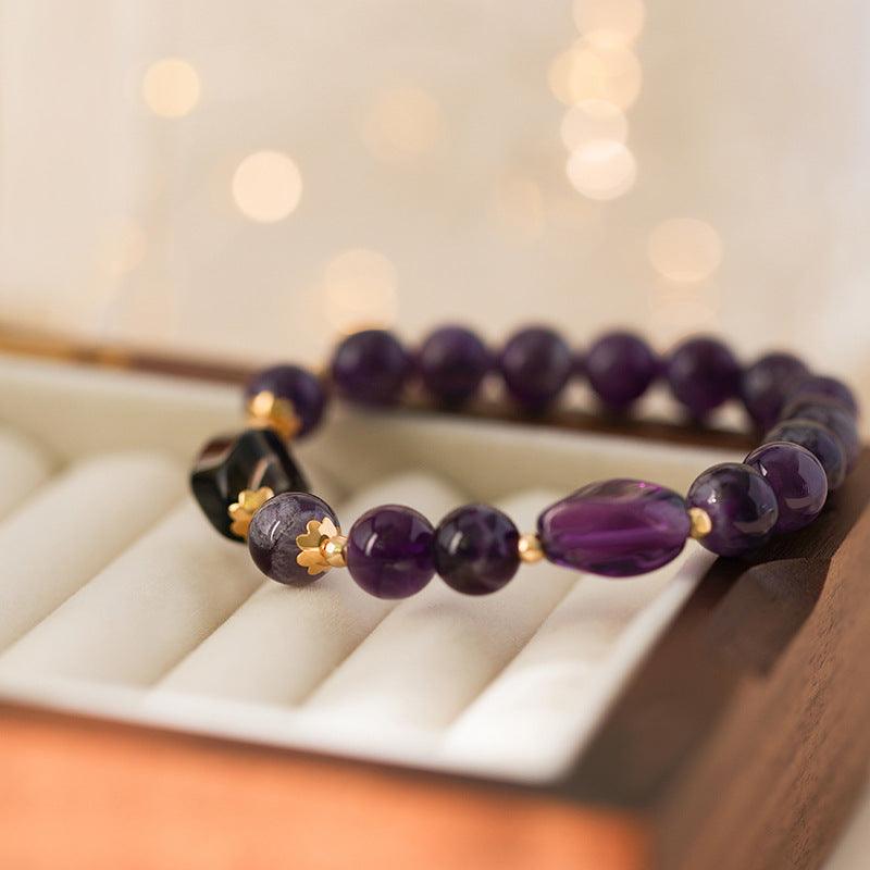 Natural Amethyst Bracelet - February Birthstone 16cm