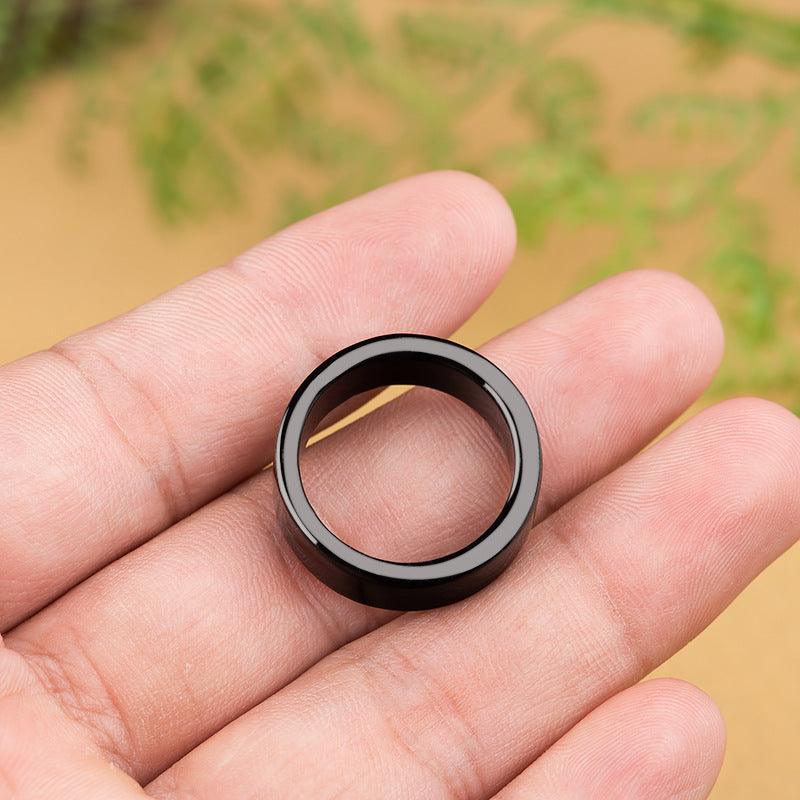 Bague en jade noir naturel pour couple, anneau en jadéite