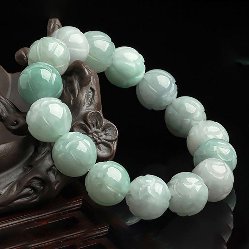 Bracelet Lotus en Jade Naturel