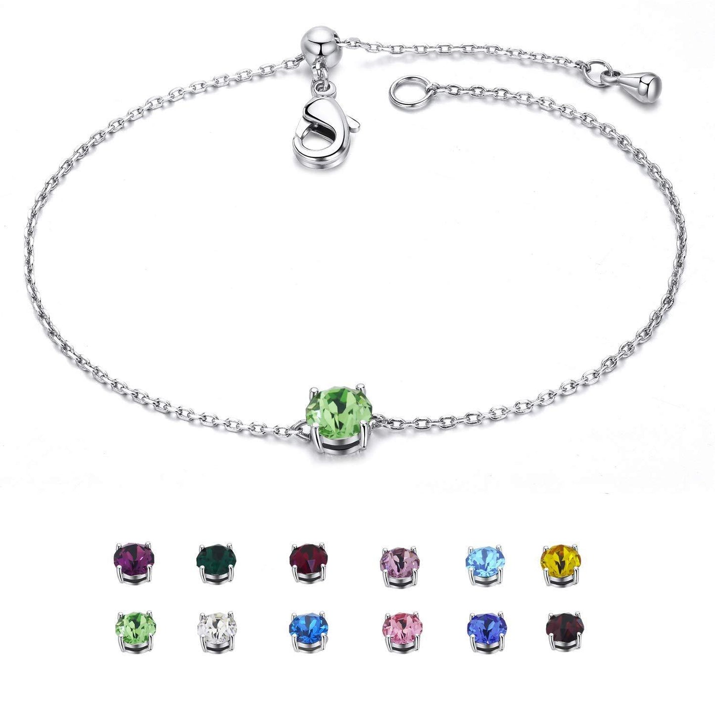 Birthstones Silver Bracelet with Natural Stone