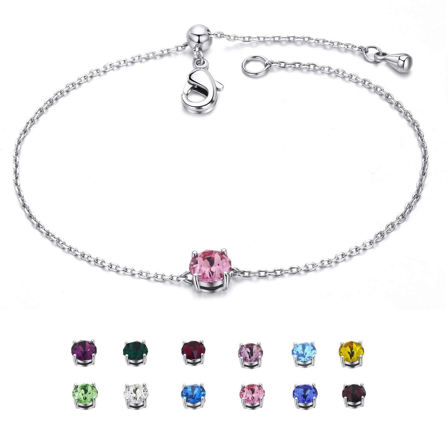 Birthstones Silver Bracelet with Natural Stone