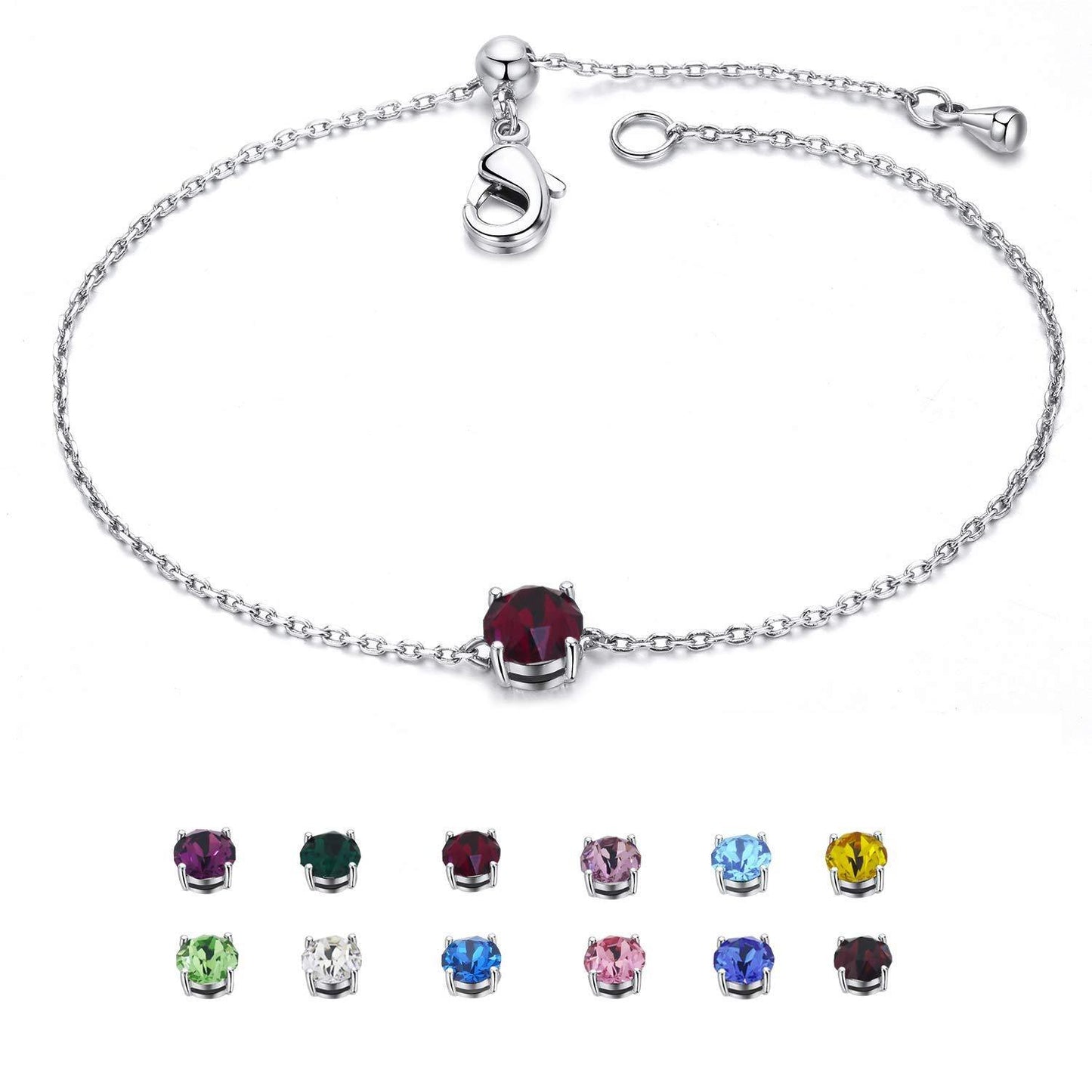 Birthstones Silver Bracelet with Natural Stone