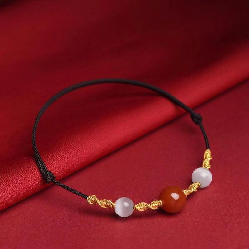 Natural Red Agate Bracelet and Necklace Set