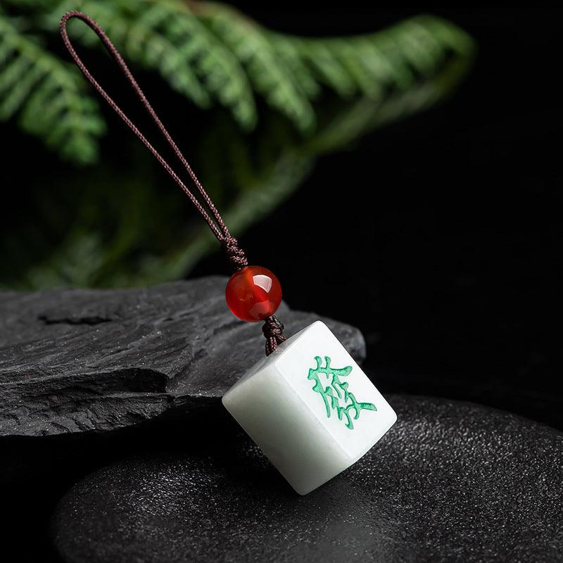 Pendentif et porte-clés pour téléphone portable en jade naturel