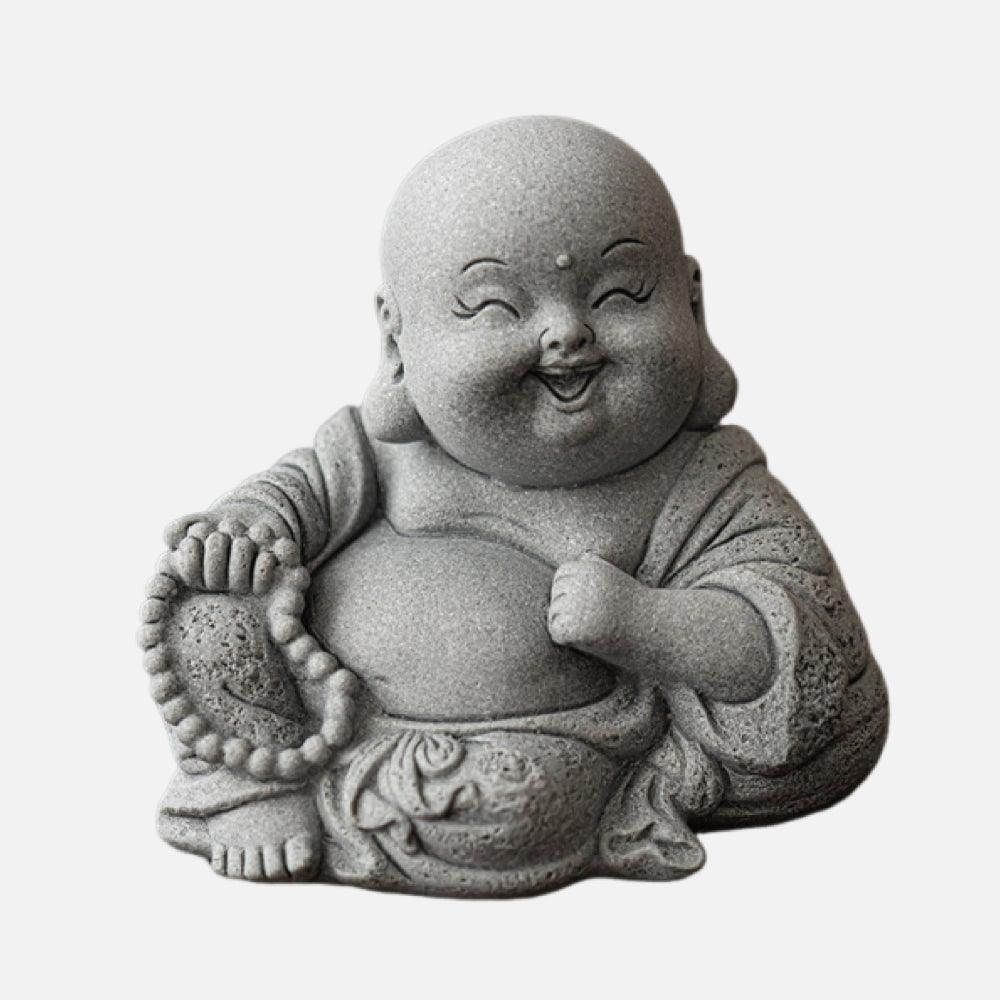 Maitreya Buddha & Guanyin Green Sandstone Ornament for Decoration and Aquarium Landscaping